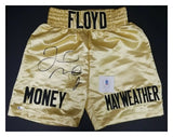 Floyd Mayweather Jr. "PRETTY BOY" Autographed Custom Boxing Gold Trunks. Beckett