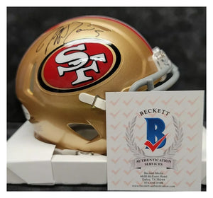 Jeff Garcia "San Francisco 49ers" Autographed Speed Gold Mini Helmet. Beckett